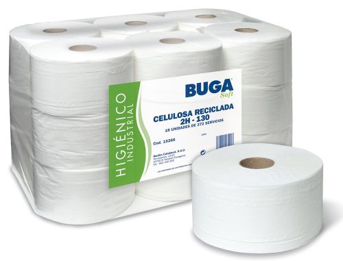 Papel higienico industrial gofrado buga reciclado 2 folhas 130 m , Papeterie du poitou , 76247 , 8436014152664